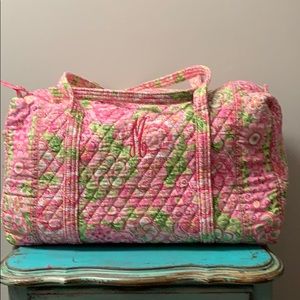 VERA BRADLEY Pink and Green “M” Monogram Bag XL
